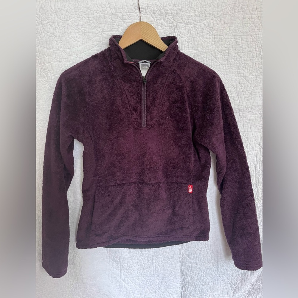 Purple North Face Zip Pullover Sweater